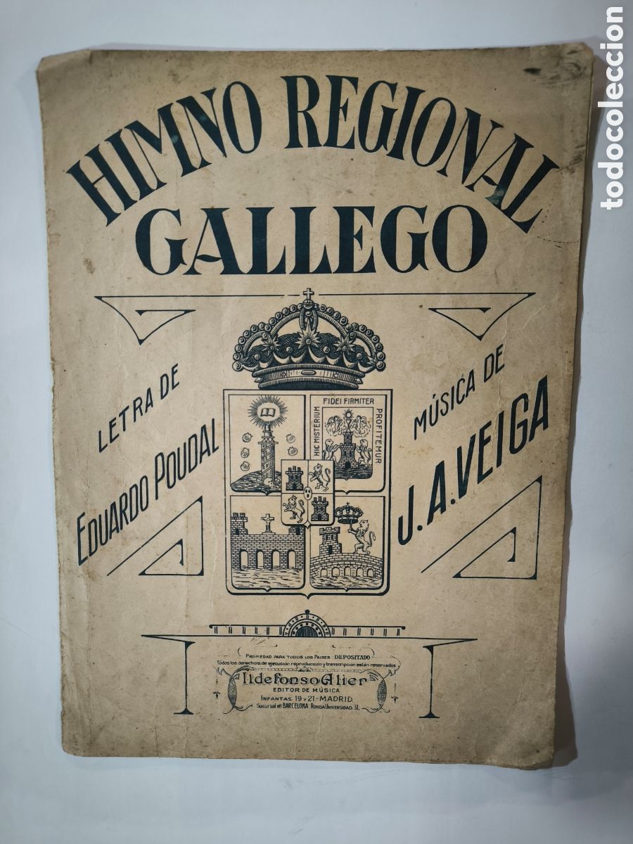 Otros Art&iacute;culos de Coleccionismo en Papel: Partitura himno gallego. Eduardo Pondal, principios s. XX. Dedicada. Galicia