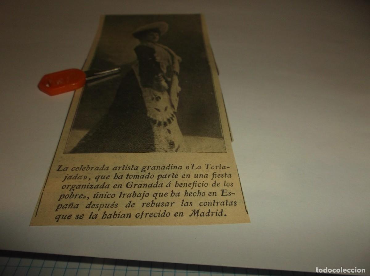 Otros Art&iacute;culos de Coleccionismo en Papel: RECORTE A&Ntilde;O 1905(GRANADA) LA ARTISTA LA TORLAJADA,ACT&Uacute;A FIESTA EN GRANADA &Aacute; BENEFICIO DE LOS POBRES