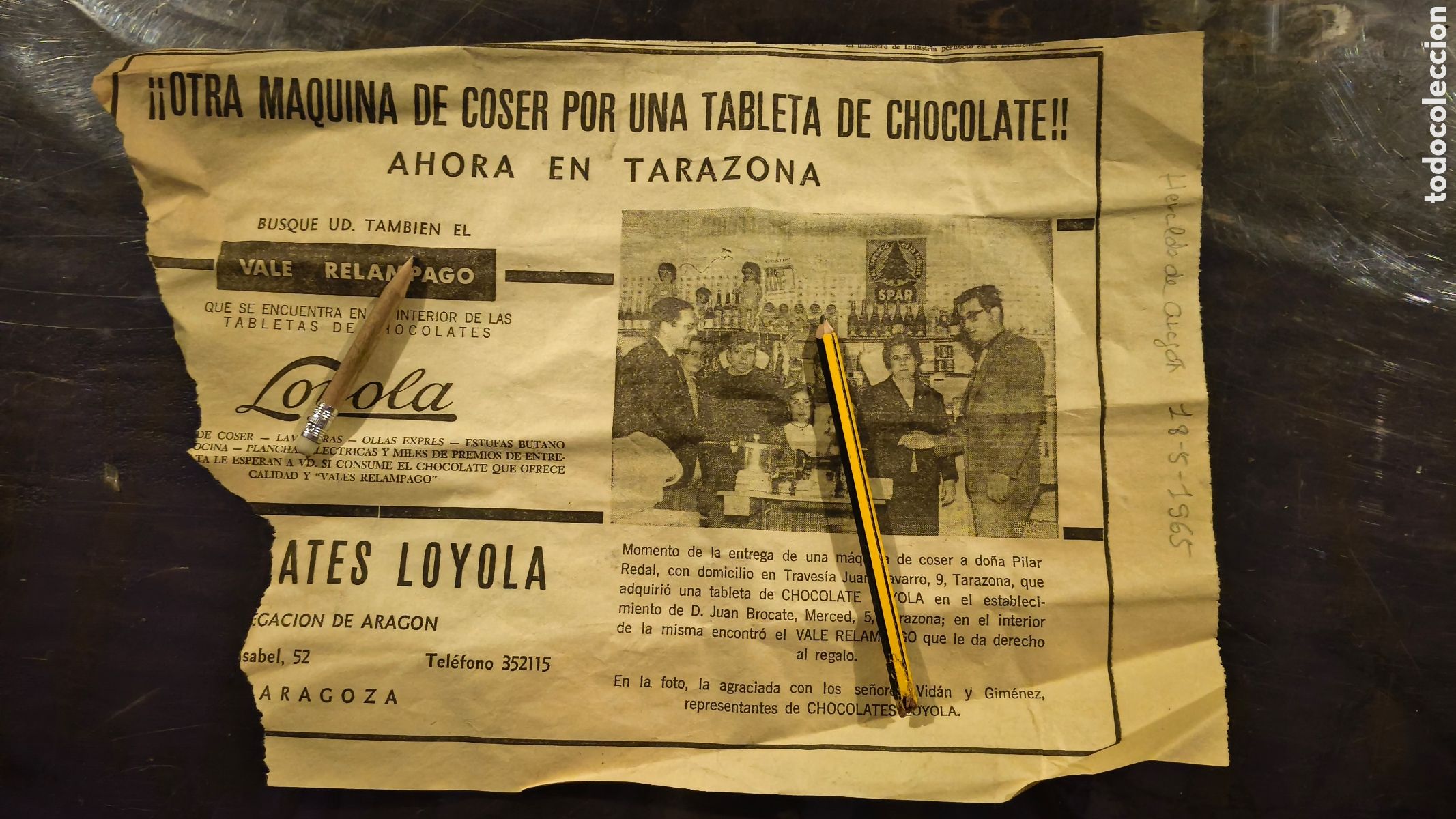 Otros Art&iacute;culos de Coleccionismo en Papel: Recorte peri&oacute;dico sorteo chocolate Loyola o&ntilde;ate Guip&uacute;zcoa pais vasco