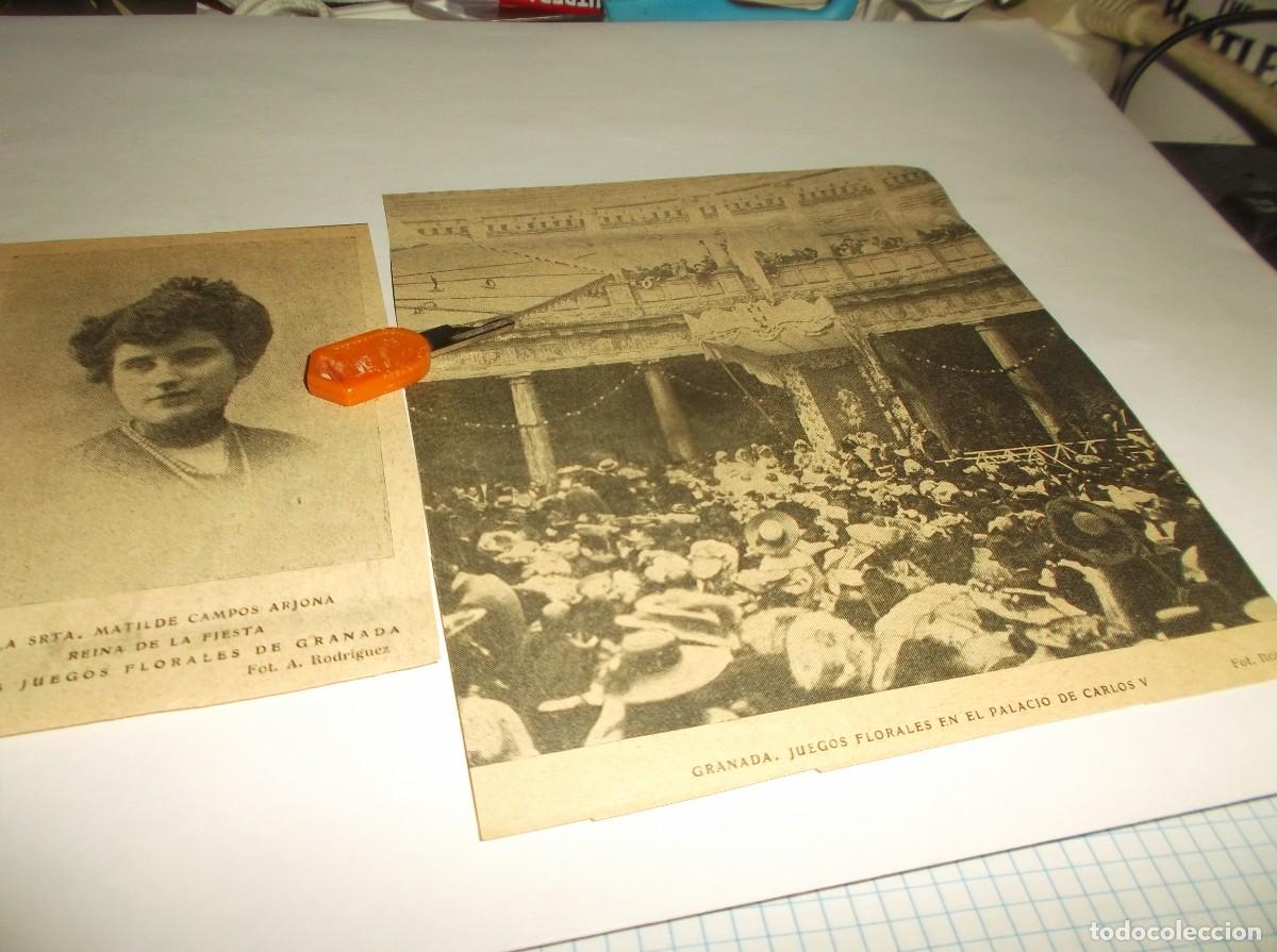 Otros Art&iacute;culos de Coleccionismo en Papel: 2 RECORTES A&Ntilde;O 1905(GRANADA)SRTA.MATILDE CAMPOS ARJONA,REINA JUEGOS FLORALES EN PALACIO CARLOS V
