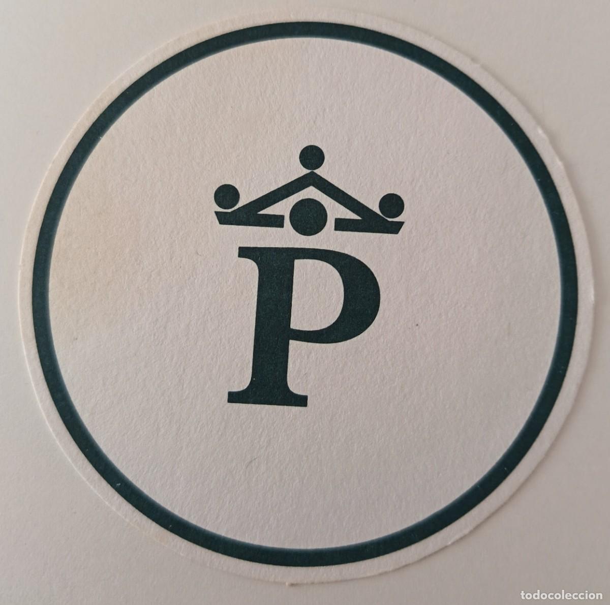 Otros Art&iacute;culos de Coleccionismo en Papel: Posavasos. Blanco y verde, con la letra P con ceja.