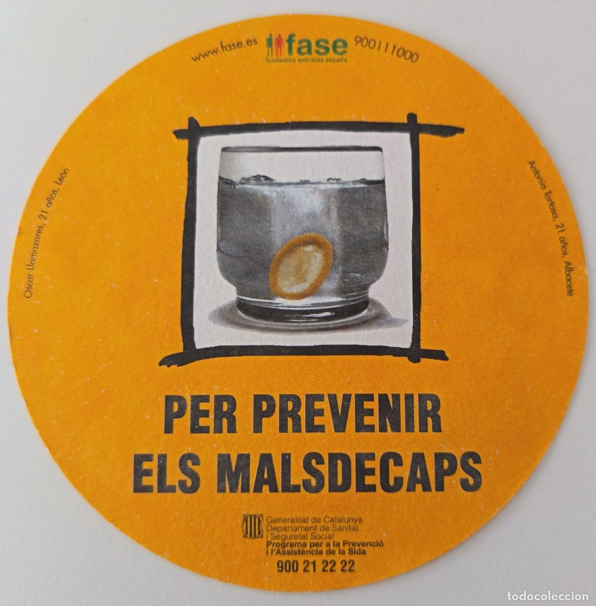 Otros Art&iacute;culos de Coleccionismo en Papel: Posavasos. Per prevenir els maldecaps. Generalitat de Catalunya.