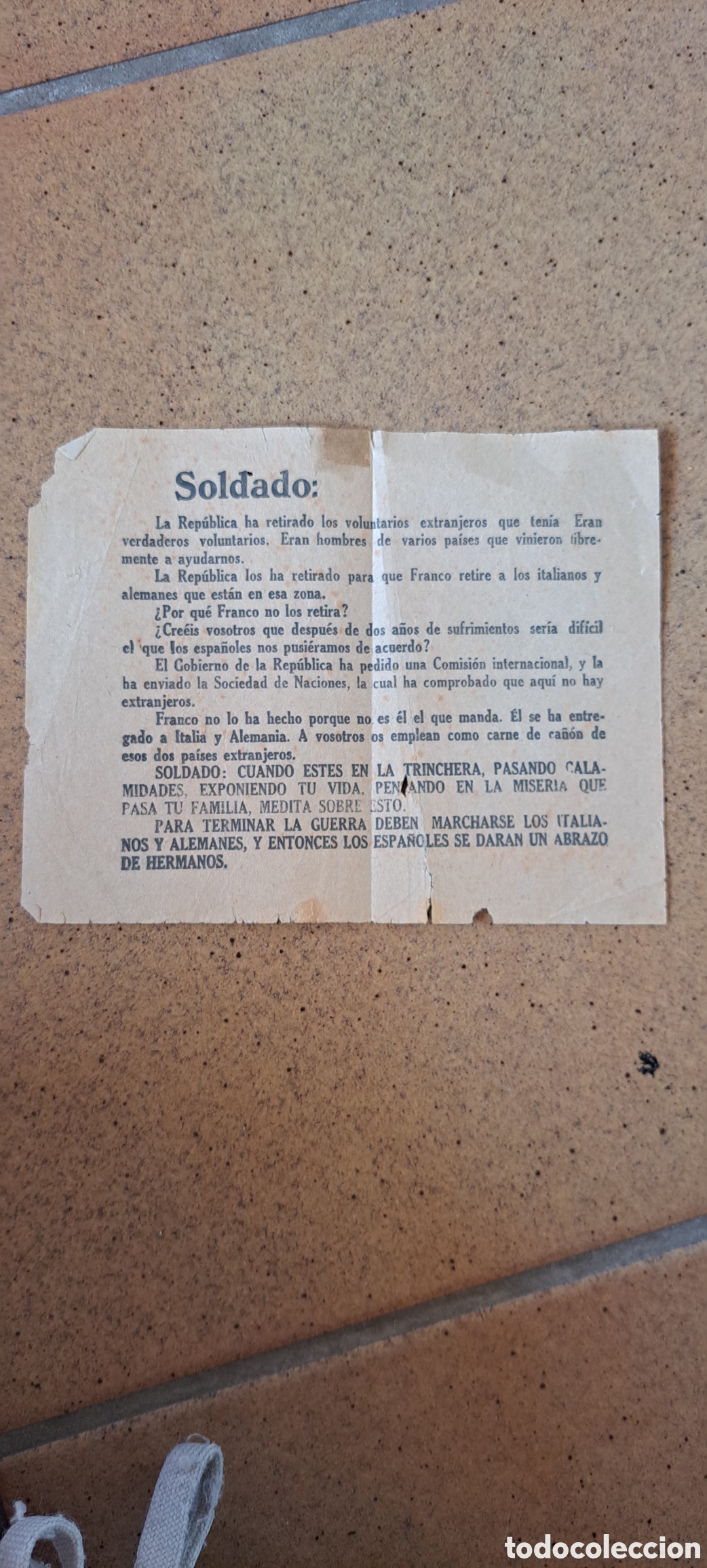 Otros Art&iacute;culos de Coleccionismo en Papel: Panfleto guerra civil Brigadas Internacionales