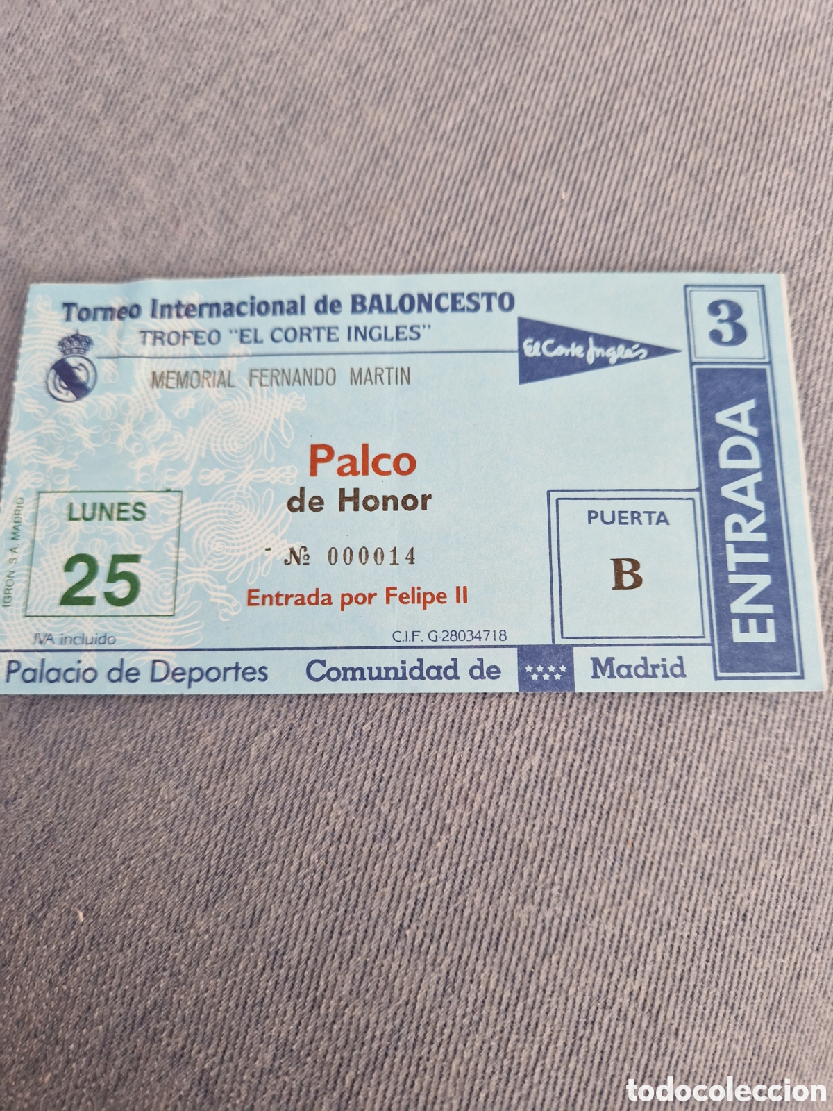 Otros Art&iacute;culos de Coleccionismo en Papel: Entrada Memorial Fernando Martin