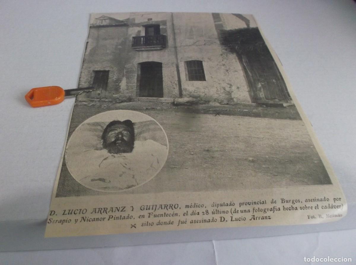 Otros Art&iacute;culos de Coleccionismo en Papel: RECORTE A&Ntilde;O 1906.FUENTEC&Eacute;N(BURGOS)D.LUCIO ARRANZ Y GUIJARRO,ASESINADO POR SERAPIO Y NICANOR PINTADO