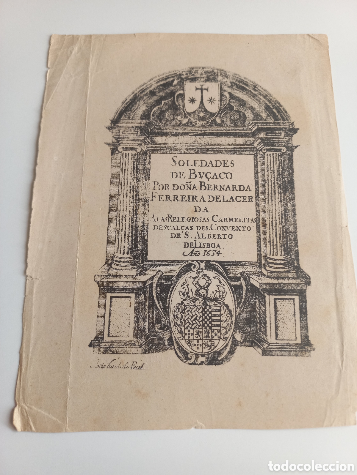 Otros Art&iacute;culos de Coleccionismo en Papel: Portada Soledades de Bu&ccedil;aco. Do&ntilde;a Bernarda Ferreira de la Cerda. A&ntilde;o 1634.