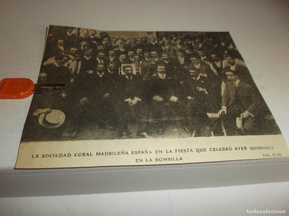 Otros Art&iacute;culos de Coleccionismo en Papel: RECORTE A&Ntilde;O 1905(MADRID)LA SOCIEDAD CORAL MADRILE&Ntilde;A ESPA&Ntilde;A EN LA FIESTA EN LA BOMBILLA
