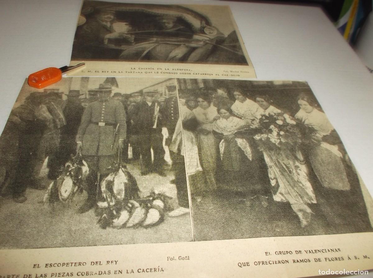 Otros Art&iacute;culos de Coleccionismo en Papel: 2 RECORTES A&Ntilde;O 1908-ALBUFERA(VALENCIA)EL REY DE CAZA,ESCOPETERO REY CON LAS PIEZAS VALENCIANAS FLORE