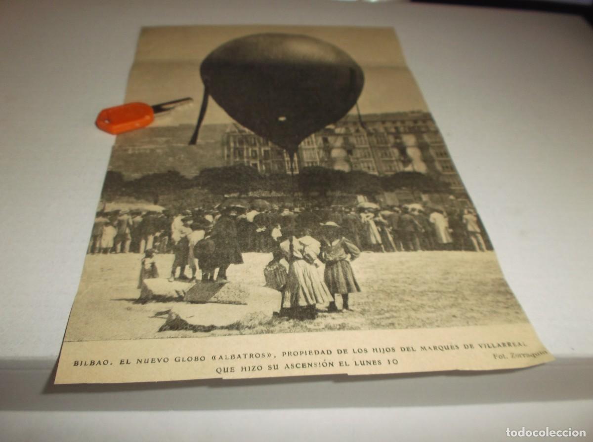 Otros Art&iacute;culos de Coleccionismo en Papel: RECORTE A&Ntilde;O 1905(BILBAO)NUEVO GOBO ALBATROS,PROPIEDAD HIJOS DEL MARQU&Eacute;S DE VILLARREAL,HIZO ASCENSI&Oacute;N