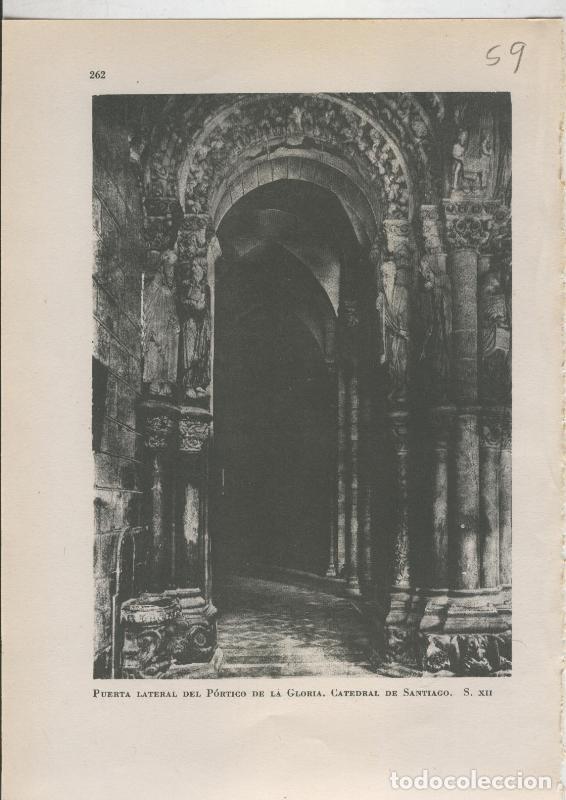 Otros art&iacute;culos de coleccionismo en papel: Arte Hispanico lamina numerada 059: Puerta lateral Portico de la Gloria, Catedral de Santiago - Vari