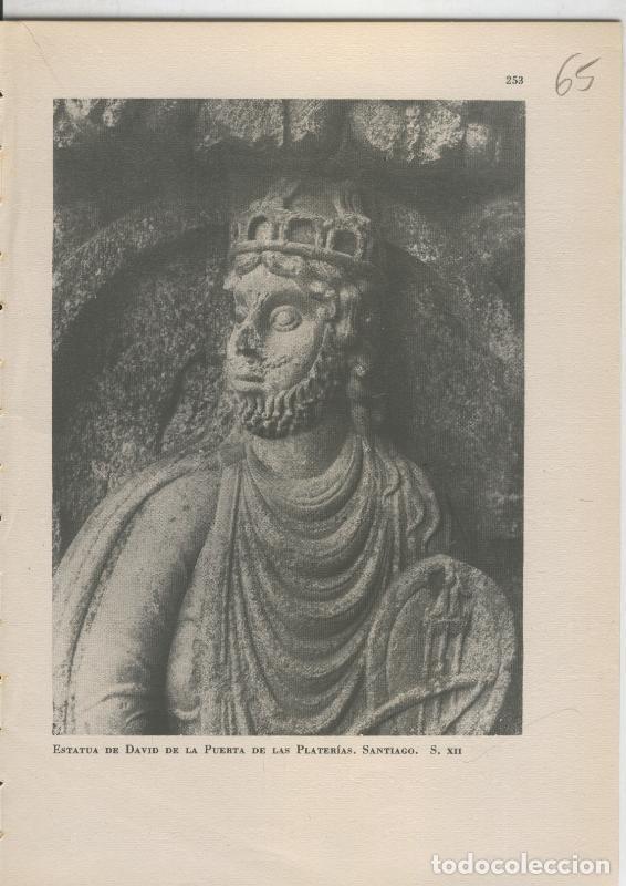 Otros art&iacute;culos de coleccionismo en papel: Arte Hispanico lamina numerada 065: Estatua de David, Puerta de las Platerias de Santiago - Varios
