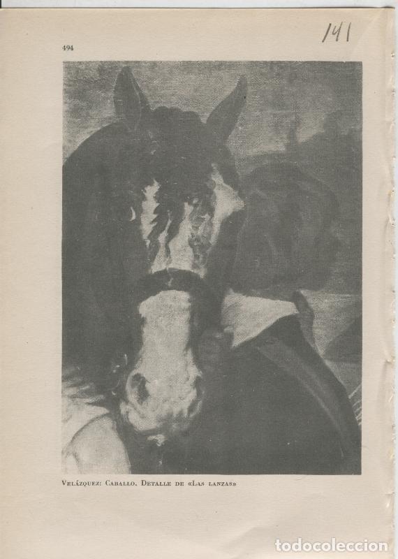 Otros art&iacute;culos de coleccionismo en papel: Arte Hispanico lamina numerada 141: Velazquez: Detalle de Caballo cuadro Las lanzas - Varios