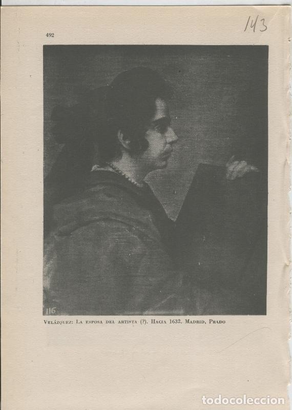 Otros art&iacute;culos de coleccionismo en papel: Arte Hispanico lamina numerada 143: Velazquez: La esposa del artista - Varios