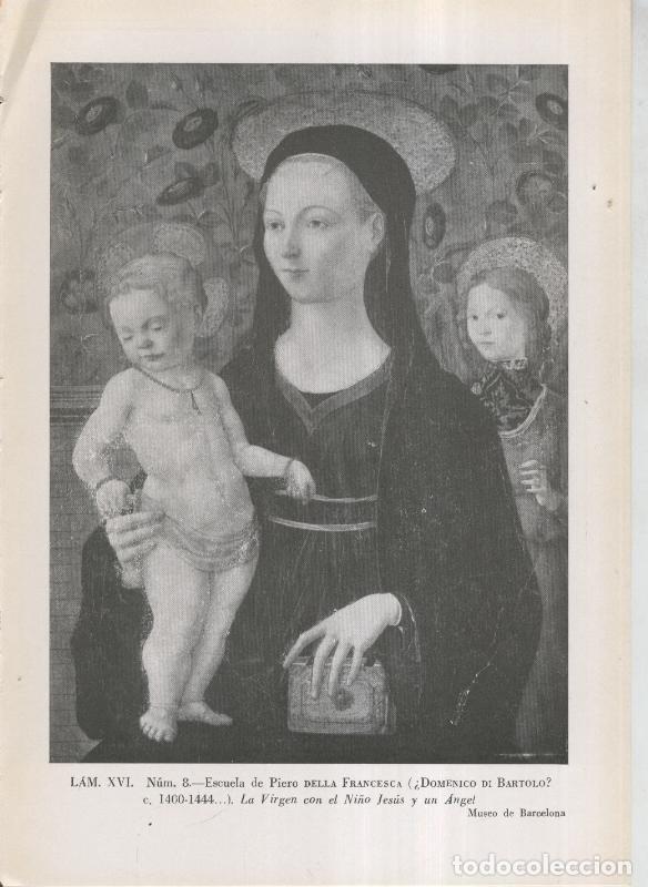 Otros art&iacute;culos de coleccionismo en papel: La coleccion Cambo, lamina 16: Escuela de Piero Della Frajncesca: La Virgen con el ni&ntilde;o Jesus - F.J.