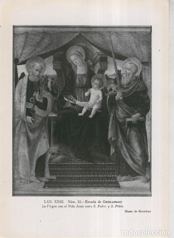 Otros art&iacute;culos de coleccionismo en papel: La coleccion Cambo, lamina 23: Escuela de Ghjirlandaio: La Virgen con el Ni&ntilde;o Jesus - F.J.Sanchez Ca