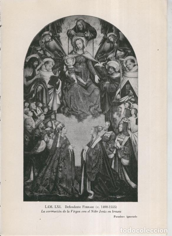 Otros art&iacute;culos de coleccionismo en papel: La coleccion Cambo, lamina 61: Defendente Ferrari: La coronacion de la Virgen - F.J.Sanchez Canton