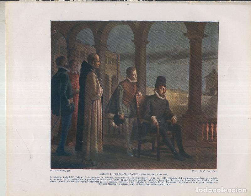 Otros art&iacute;culos de coleccionismo en papel: Historia de Espa&ntilde;a lamina 022: Felipe II presenciando un auto de fe (1559) - Varios