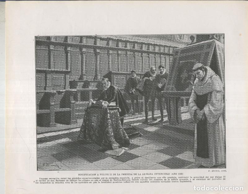 Otros art&iacute;culos de coleccionismo en papel: Historia de Espa&ntilde;a lamina 059: Notificacion a Felipe II de la perdida de la Armada Invencible (1588)