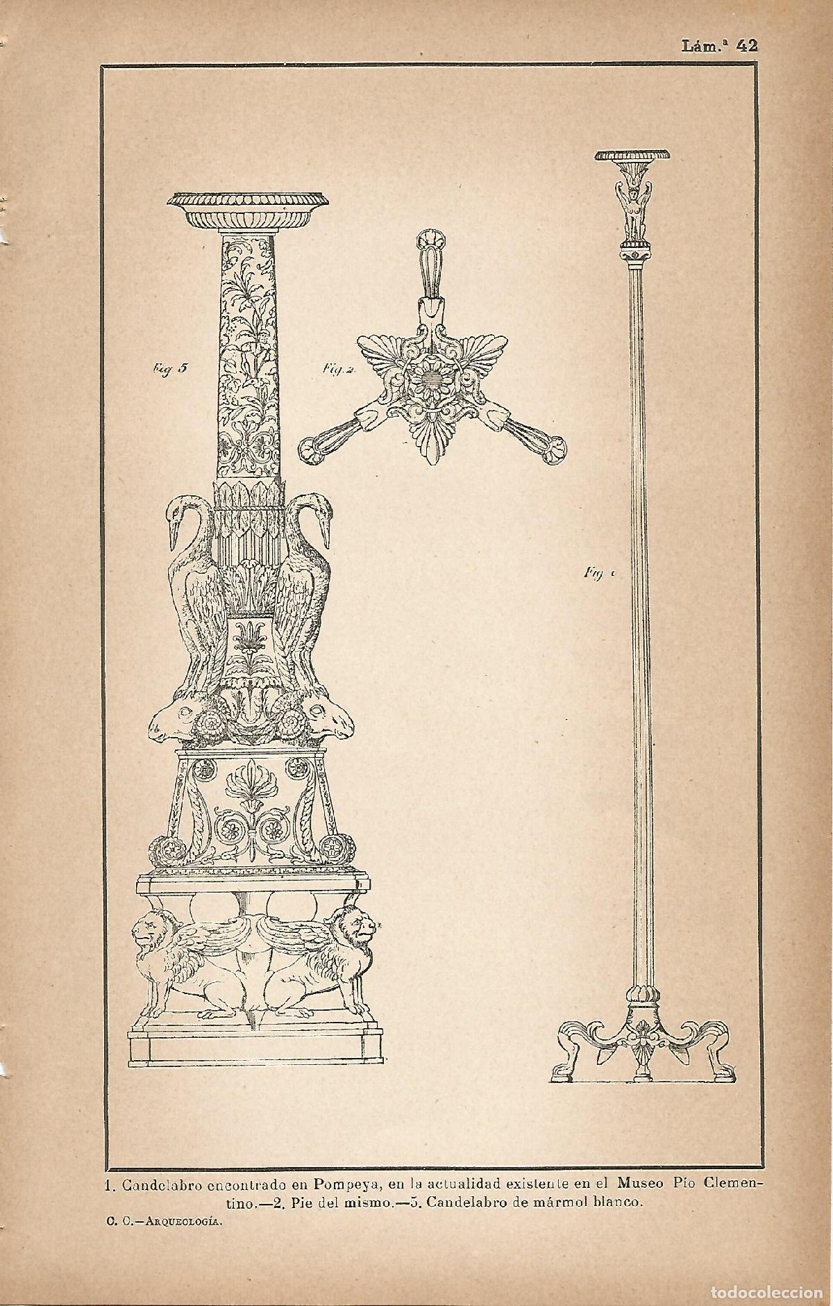 Otros art&iacute;culos de coleccionismo en papel: Lamina 042: Candelabros de Pompeya - C&eacute;sar Cant&uacute;