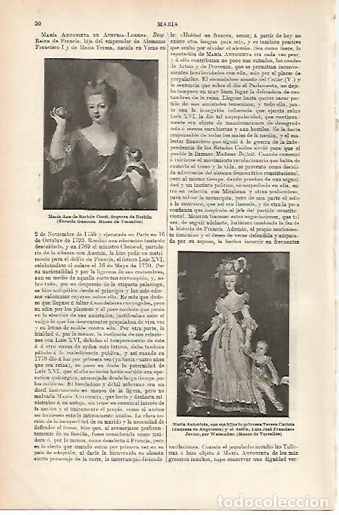 Otros art&iacute;culos de coleccionismo en papel: LAMINA ESPASA 1075: Retratos de Maria Ana de Borbon y Maria Antonieta de Francia - Varios Autores
