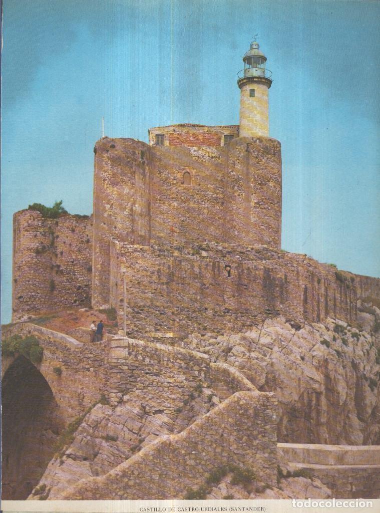 Otros art&iacute;culos de coleccionismo en papel: Lamina Castillos de Espa&ntilde;a Edicion 1967 No.098: CASTILLO DE CASTRO-URDIALES (SANTANDER) - VARIOS