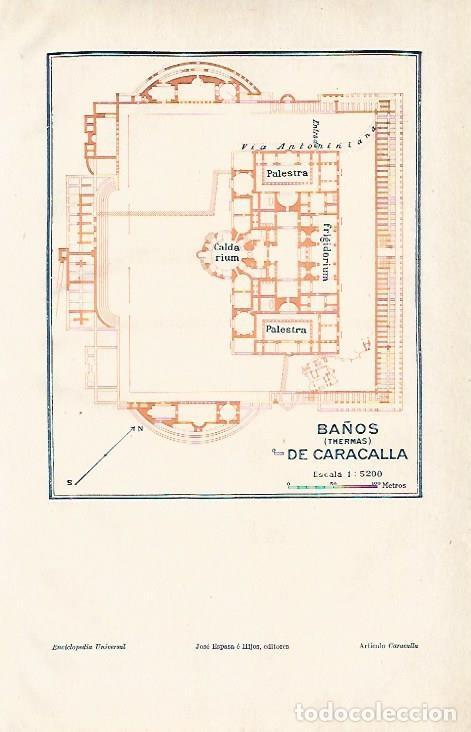 Otros art&iacute;culos de coleccionismo en papel: LAMINA ESPASA 4275: Plano de los Ba&ntilde;os o Termas de Caracalla - Varios Autores