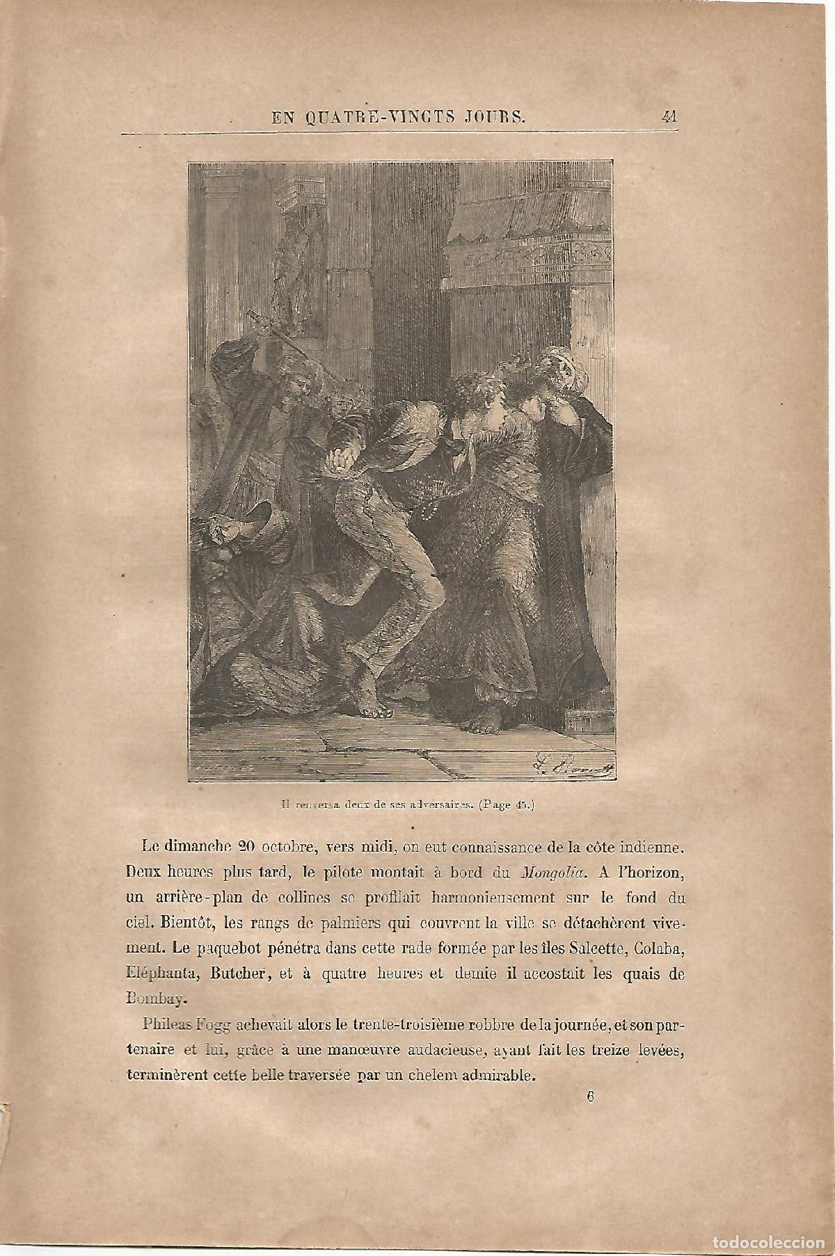 Altri oggetti di carta: LAMINA 1206: VERNE.Il renversa deux de ses adversaires - Jules Verne