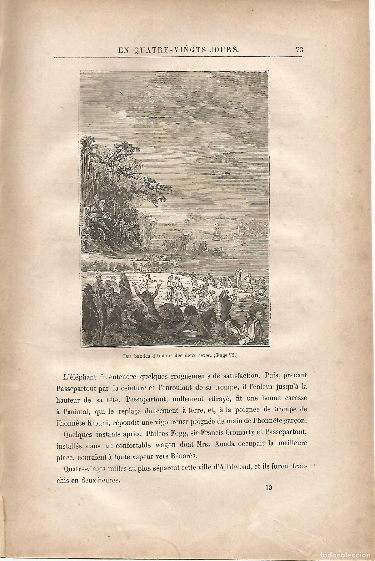 Altri oggetti di carta: LAMINA 1214: VERNE. Des bandes d Indous des deux sexes - Jules Verne