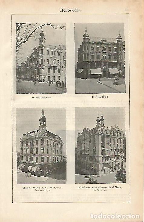 Sammelleidenschaft Andere Papierartikel: LAMINA ESPASA 8656: Edificios de Montevideo Uruguay - Varios