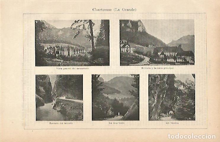 Otros art&iacute;culos de coleccionismo en papel: LAMINA ESPASA 1907: Vistas de Chartreuse Francia - Varios Autores