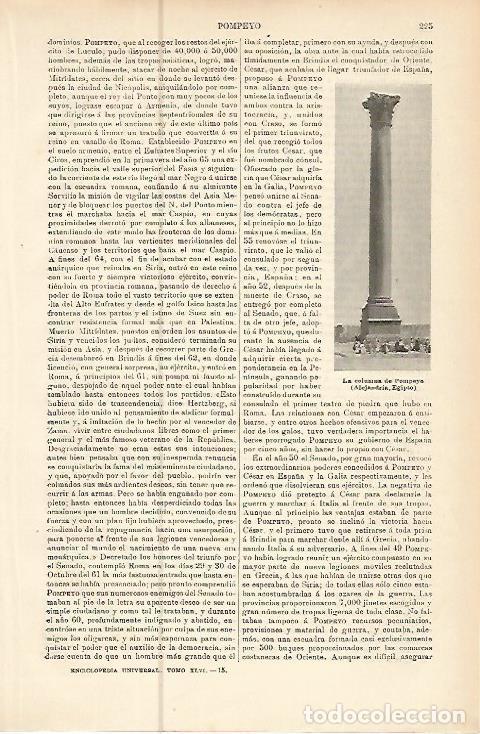 Otros art&iacute;culos de coleccionismo en papel: LAMINA ESPASA 10472: La Columna de Pompeyo en Alejandria Egipto - Varios