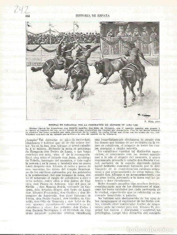 Collectionnisme Papier divers: LAMINA 4755: Fiestas en Zaragoza por la coronacion de Alfonso IV - Manuel Rodriguez Codola