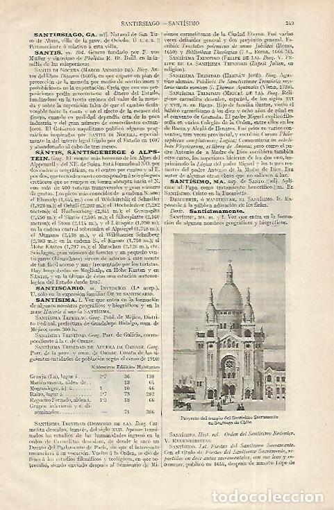 Otros art&iacute;culos de coleccionismo en papel: LAMINA ESPASA 12300: Proyecto del templo del Santisimo Sacramento en Santiago de Chile - Varios
