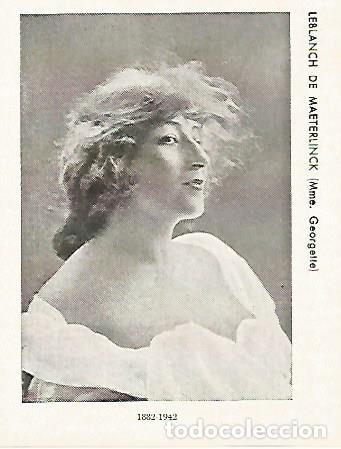 Otros art&iacute;culos de coleccionismo en papel: LAMINA 2879: Georgette Leblanch de Maeterlinck - Jose Maria Junyent (director)
