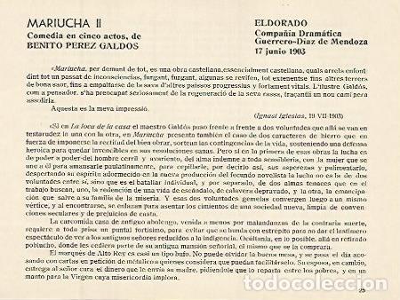 Otros art&iacute;culos de coleccionismo en papel: LAMINA 2982: Criticas de Mariucha de Benito Perez Galdos. El dorado 17 junio 1903 - Jose Maria Junye