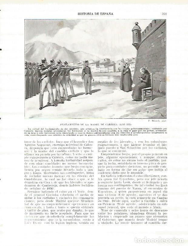Sammelleidenschaft Andere Papierartikel: LAMINA 4430: Fusilamiento de la madre de Cabrera en 1836 - Manuel Rodriguez Codola
