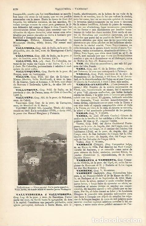 Otros art&iacute;culos de coleccionismo en papel: LAMINA ESPASA 4838: Vista parcial de Vallvidrera Barcelona - Varios Autores