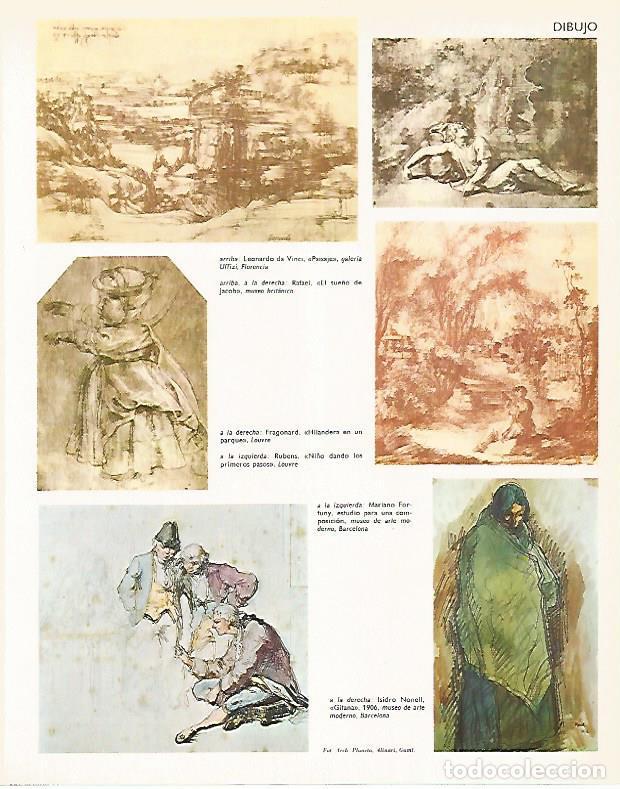 Otros art&iacute;culos de coleccionismo en papel: LAMINA LAROUSSE 70220: Dibujo: Leonardo da Vinci Rafael Fortuny Nonell Rubens y Fragonard - Varios