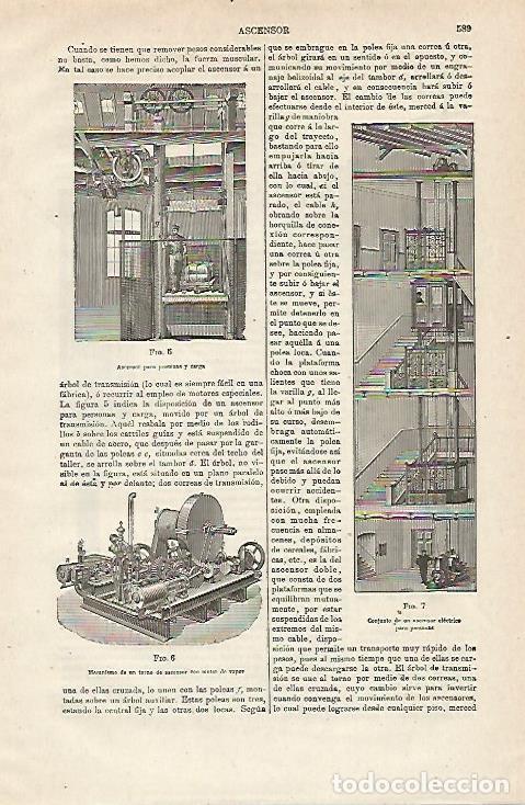 Otros art&iacute;culos de coleccionismo en papel: LAMINA ESPASA 12872: Mecanismos para ascensor - Varios