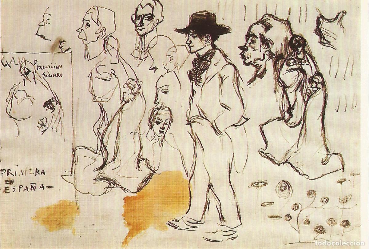 Otros art&iacute;culos de coleccionismo en papel: Lamina 053: Picasso. Autorretrato y estudios de un cartel para la Caja de Prevision y Ahorro - VVAA