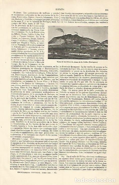 Sammelleidenschaft Andere Papierartikel: LAMINA ESPASA 10106: Minas de plomo de la Union Cartagena - Varios