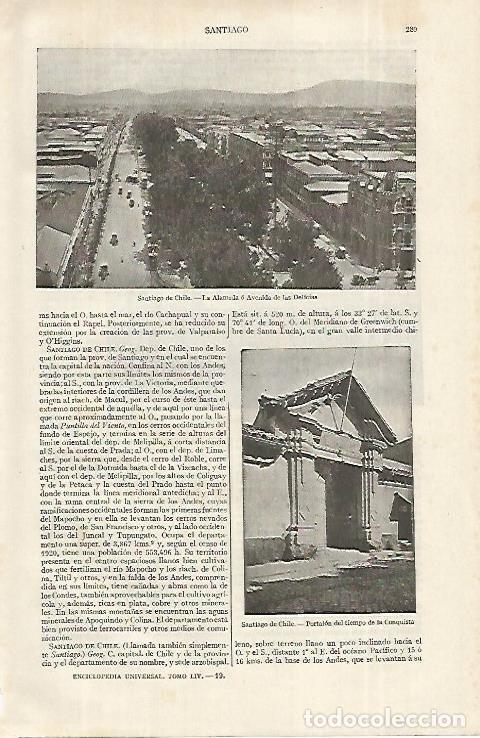 Otros art&iacute;culos de coleccionismo en papel: LAMINA ESPASA 12280: La Alameda de Santiago de Chile - Varios