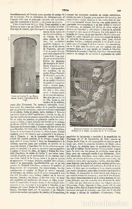 Otros art&iacute;culos de coleccionismo en papel: LAMINA ESPASA 17379: Torre de Carlos V en Muey y Retrato de Garcilaso de la Vega - Varios