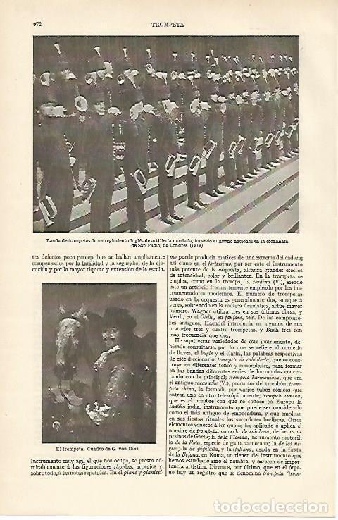 Otros art&iacute;culos de coleccionismo en papel: LAMINA ESPASA 903: Banda de trompetas de un regimiento ingles 1919 - Varios Autores