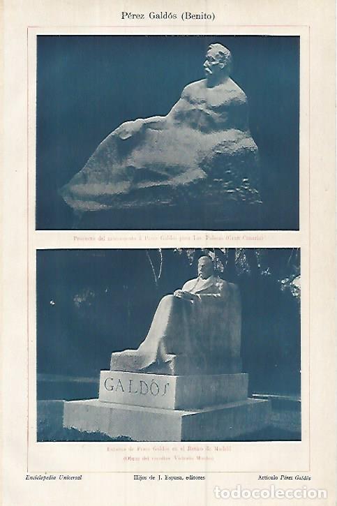 Otros art&iacute;culos de coleccionismo en papel: LAMINA ESPASA 17996: Estatua de Benito Perez Galdos - Varios