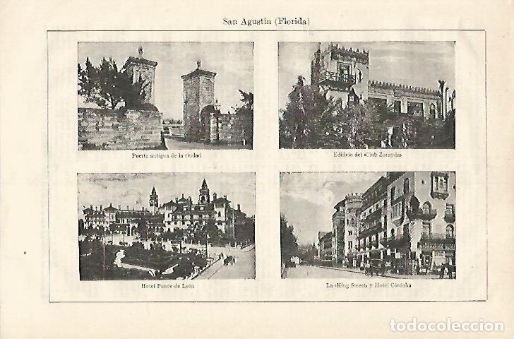 Otros art&iacute;culos de coleccionismo en papel: LAMINA ESPASA 18259: Vistas de San Agustin Florida - Varios
