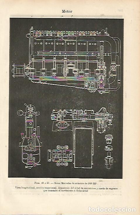 Otros art&iacute;culos de coleccionismo en papel: LAMINA ESPASA 8841: Motor Mercedes de aviacion de 260 HP - Varios