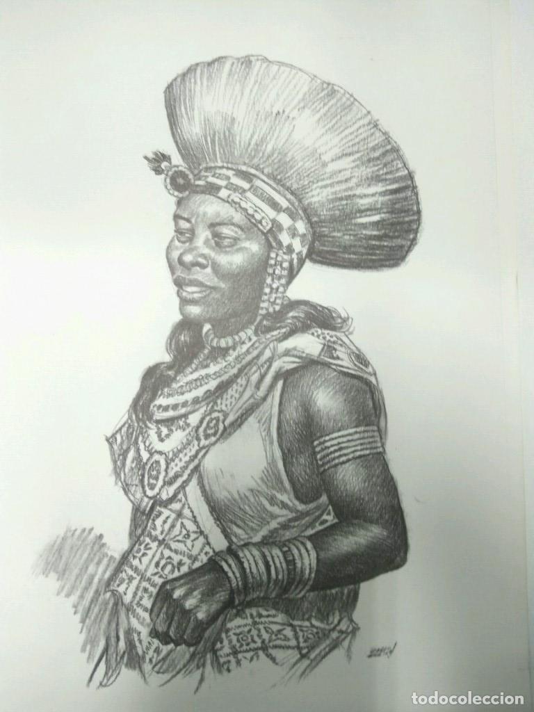 Altri oggetti di carta: Laminas Carlos Freixas: Tipos exoticos 05: MUJER ZULU AFRICANA (Serie Estudios 15) - Carlos Freixas
