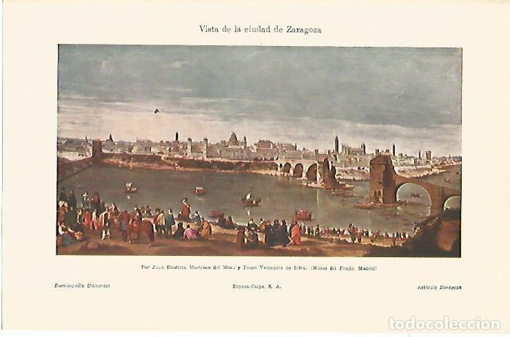 Otros art&iacute;culos de coleccionismo en papel: LAMINA ESPASA 1675: Vista de la ciudad de Zaragoza obra de Martinez del Mazo y Velazquez de Silva -