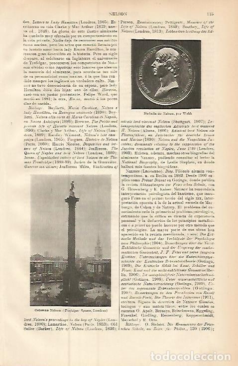 Paper Collecting Others: LAMINA ESPASA 9383: Medalla de Nelson por Webb. Columna Nelson en Londres - Varios